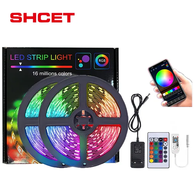 New design smart app wifi bluetooth control flexible led strip light tape kit set 2835 5050 SMD 60 led lamp rgb 12v 24v 5m price