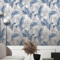 Papier peint PVC moderne CO2-1Series à motifs floraux abstraits et lattes naturelles 0,53*9,2m pour salon, hôtel, chambre à coucher, salle à manger, couloir d'escalier