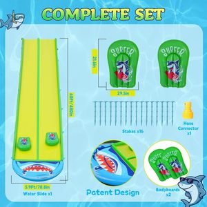 สไลเดอร์น้ำธีมฉลามแบบสองเลน ยาวพิเศษ 40 ฟุต พร้อมบอร์ดบอดี้บอร์ด - Product Image 2