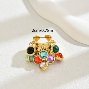 European American Style Women's <b>Open</b> Adjustable <b>Ring</b> With Colored Gemstone Setting Plain Band Index Finger <b>Ring</b> Party Jewelry - Product Image 3