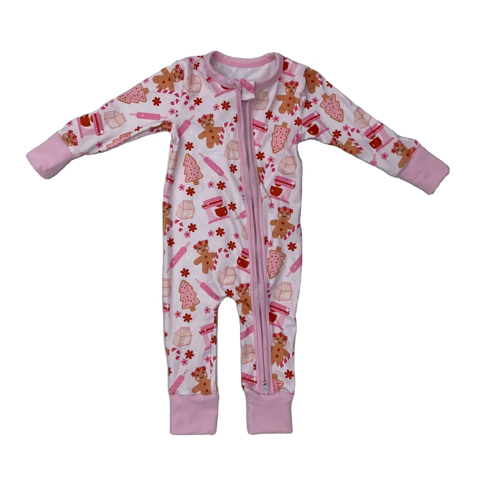 Rippe Langarm Stram pler Weihnachten Baby Kleidung Print Onesie Bio-Baumwolle Full 50 OEM Service Unisex Schöne Strick unterstützung