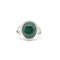 Bague classique pour femme en argent sterling 925 massif, sertie de malachite naturelle, faite à la main, polissage brillant, idéale pour les anniversaires et les fêtes