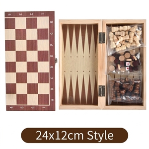 Gioco da Tavolo Pieghevole 3 in 1 (Scacchi, <span class=keywords><strong>Dama</strong></span>, Backgammon) 24cm, Gioco Educativo da Viaggio per Bambini e Adulti, Certificato CE CPC UKCA - Product Image 2