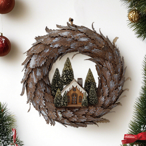 Mini Cabaña de Nieve con Árbol de Navidad Decorado con Adornos Circulares en Forma de Hoja para Decoración de Fiestas Navideñas - Product Image 5