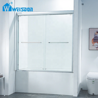 Porte de douche coulissante en verre trempé avec cadre en aluminium Weisdon, cabine de douche pour salle de bain