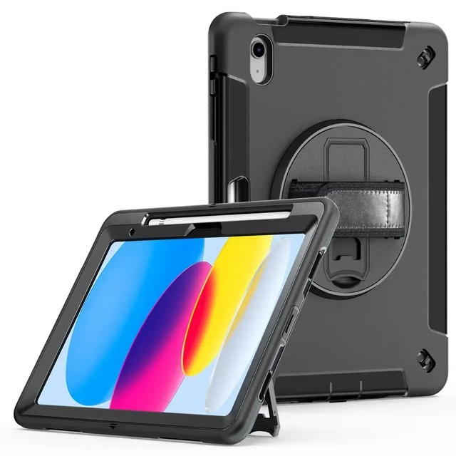 Anti-Fall Tpu+Pc Tablet Housing Hybrid Rotation Hand Hold Kickstand Case for Ipad 10th 10.9 2022