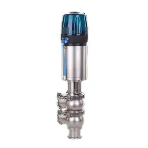 QINFENG PTFE Manual Sanitary Stainless Steel Pneumatic Clamped Divert Seat Valve Stop Waste Valves for Wine