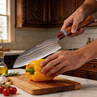 Couteau Santoku XITUO en acier Damas forgé à la main pour couper la viande, le poisson et les légumes, pour cuisines domestiques et commerciales