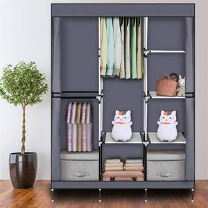 DB 71 Gris Portable Placard Armoire Pliable Porte-Vêtements avec Étagère Organisateur De Stockage - Product Image 1