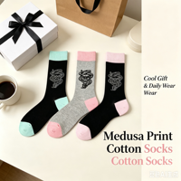 Chaussettes de mode personnalisées pour hommes et femmes, chaussettes mi-mollet en coton doux à motif Méduse, vente en gros