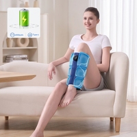 Masajeador de Piernas Recargable con Compresión de Aire, Envoltura para Pantorrillas y Pies con 4 Bolsas de Aire, Inalámbrico y Portátil para la Recuperación y Relajación de Atletas