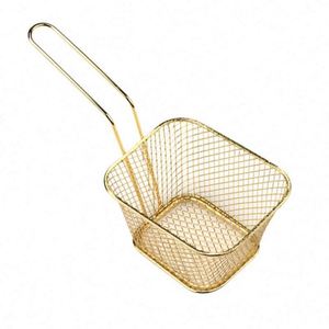<b>Mini</b> Silver Square Mesh Food Basket French Fries Basket Restaurant Fried Chicken Snack Chips Iron Metal Colander Tool - Product Image 6