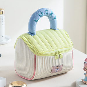 Pochette cosmétique matelassée mignonne avec poignée colorée et fermeture éclair, compatible OEM, pour le rangement en voyage - Product Image 4