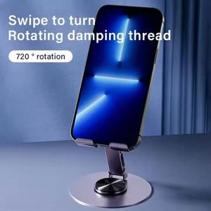 Custom Foldable Cell 360° Rotatable <b>Desk</b> Holder, Aluminum Portable <b>Phone</b> Stand Compatible - Product Image 3