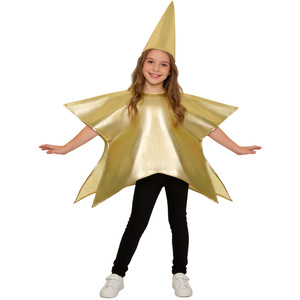 Ensemble de costumes en éponge en forme d'étoile pour enfants, couleur or, tenue à capuche pour filles pour spectacles sur scène, avec étiquette et marqueurs - Product Image 2