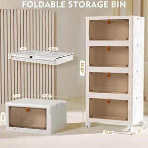 Modern Single Transparent Durable Eco-Friendly Plastic Storage Bins Front Opening <b>Large</b> Capacity 35L Garage Organizer for - Product Image 2