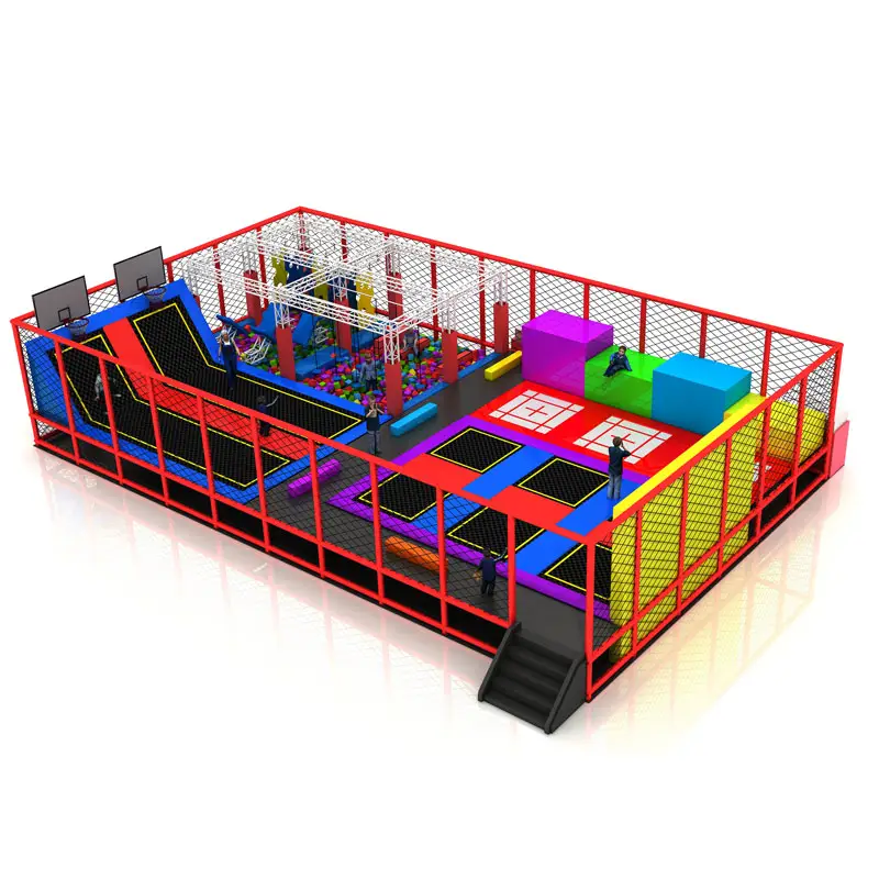 Large trampoline arena,Professional trampoline with dodge ball, basketball hoop and foam pit indoor trampoline park