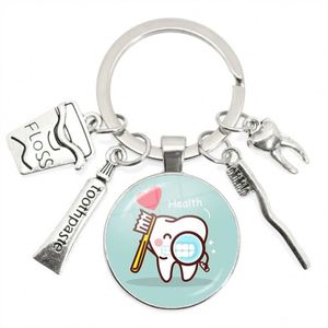 Wholesale Custom Promotional <b>Gift</b> Glass Dentist Keychain Toothbrush Toothpaste Teeth Dentist Alloy Metal Key Chains Accessories - Product Image 3