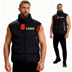Chalecos sin mangas gruesos y cálidos para hombre al por mayor, chaquetas de talla grande con logotipo personalizado, cremallera informal, poliéster de moda para invierno - Product Image 2