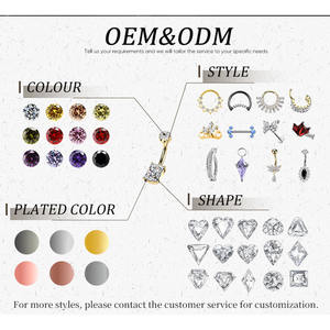 Anting Hidung <span class=keywords><strong>Titanium</strong></span> Zirkon G23 ASTM F136 Grosir, Perhiasan Tubuh Unisex untuk Pernikahan, Labret, Tragus, Tulang Rawan - Product Image 4