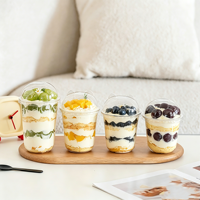 Gobelet à dessert avec couvercle, gobelets jetables transparents, gobelets pour milkshake, récipient à gâteau, gobelet à café glacé, gobelet en plastique en forme de U, personnalisé
