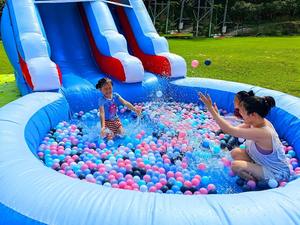 บ้านลมเป่าลมขนาดใหญ่ทำจากพีวีซี พร้อมแทรมโพลีน สนามเด็กเล่นกลางแจ้งสำหรับครอบครัว พร้อมสไลเดอร์น้ำสำหรับสวนสนุก - Product Image 6