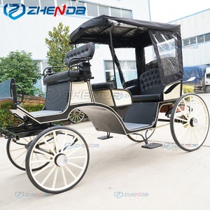 Chariot à chevaux noir ZHENDA avec roues et auvent blancs pour mariage ou visites touristiques - Product Image 6