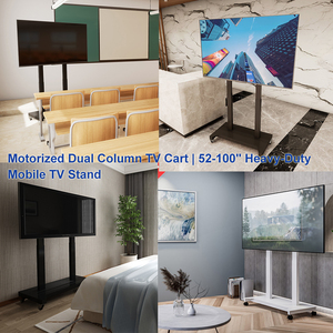 Chariot de télévision motorisé sur roulettes réglable en hauteur avec roues verrouillables, support de chariot élévateur pour téléviseur de 52 à 100 pouces, polyvalent - Product Image 2