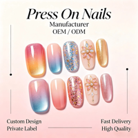 Lot de 10 faux ongles en gel peints à la main, magnifiques ongles acryliques de luxe faits à la main, à presser, de haute qualité