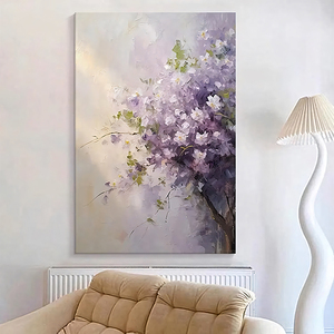 Personalización Hotel ilustraciones flor grande pintura lienzo púrpura violeta acrílico arte sala <span class=keywords><strong>de</strong></span> estar decoración <span class=keywords><strong>de</strong></span> pared arte <span class=keywords><strong>de</strong></span> pared grande - Product Image 2