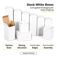 En stock, boîte en carton ondulé rectangulaire 3 plis, petite boîte blanche générale pour l'emballage de verres et de matériel