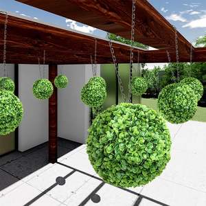 Q14 Ruopei, bola colgante de plástico de diferentes tamaños, planta, flor Artificial, rosa, Bola de hierba topiaria para decoración interior y exterior - Product Image 6