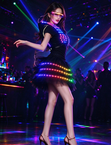 Costume Tutu LED RGB Luminoso per Donne, Outfit da Palcoscenico con Occhiali Luminosi, <span class=keywords><strong>Abito</strong></span> per Spettacoli in Discoteca e Carnevale - Product Image 4