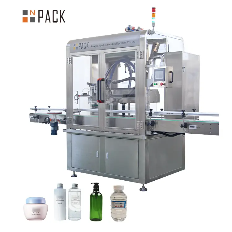 Npack Servomotor automático Relleno de líquidos 100ml-1l Champú Botella de plástico industrial Máquina de llenado de seguimiento