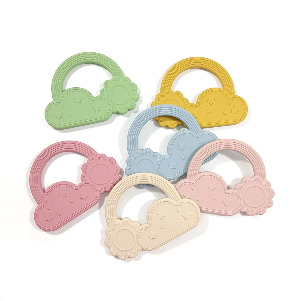 THB11216 DIY Chewable Rainbow Silicone Teether Toys Bebe Mordedor Infant Sore Gums Pain Relieve Teething Toy
