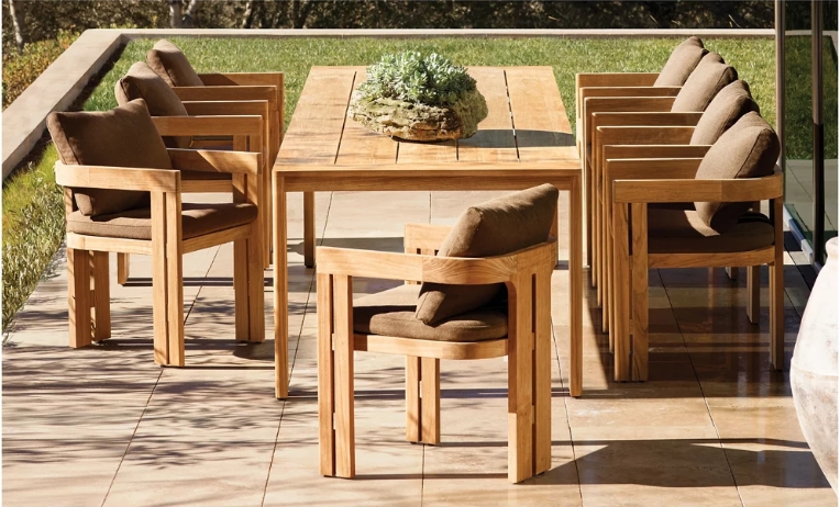 Outdoor Garden Sets Dining Table Set 6 Chairs Furniture Matira Teak Rectangular Dining Table Teak Dining Armchair