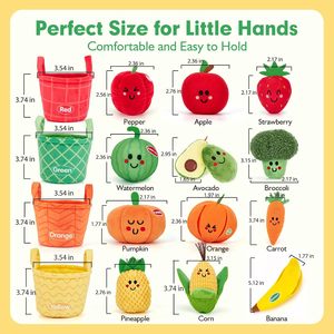 Juguetes de Peluche Sensoriales para Bebés, 16 Piezas, Frutas y Verduras para Clasificar por Color, Juguetes Educativos Personalizados con Sonido y Sonajero - Product Image 4