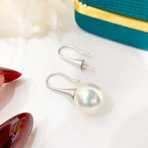 Pendientes de Plata con Gancho Simple 21424DIY con Cuentas Redondas de 9-15 mm, Base Vacía S925 Adornada con Perlas - Product Image 4