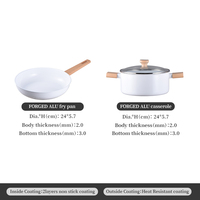 Fabricant Vente en gros 3 pièces Fogred Aluminium Vente en gros Home Cooking Batterie de cuisine antiadhésive en aluminium avec couvercle en verre
