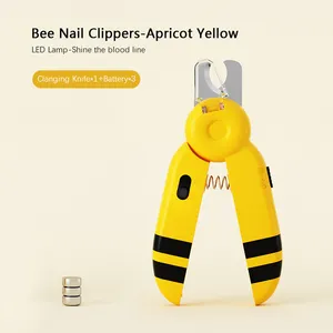 Factory Supply Unique Bee Design Pet Grooming Products Built-in Nail File Pet Nail Clippers With LED Light