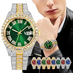 Luxe Hiphopkalender Full Diamond Horloge Mannen Bling Ijskoud Quartz Horloges Heren Roestvrijstalen Polshorloge (Kwt2247)