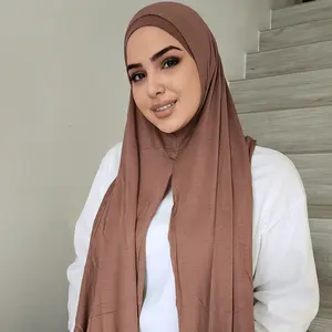 Dernière conception musulmane une boucle Jersey Hijab écharpe châles Premium extensible Jersey écharpe prêt à porter Hijab instantané