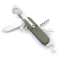 Ensemble de vaisselle pliante d'extérieur en acier inoxydable kit de vaisselle de voyage réutilisable pour le pique-nique et le camping