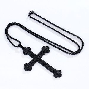 Collana di sottocultura Harajuku gotica giapponese per bambini alla moda nero retrò in lega di perline a croce ciondolo con maglie anniversari a catena - Product Image 4