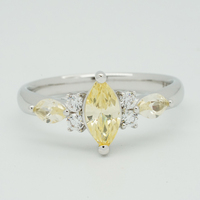 Bague à trois pierres en or 18 carats certifiée IGI, diamant de laboratoire jaune 0,863 ct, couleur fantaisie, style cocktail, bijou d'héritage