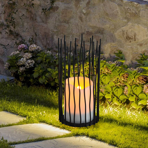 2024 Hot Sale <strong>Black</strong> Medium Size Outdoor Garden Decorative Special Shape Iron LED Solar Candle <strong>Lantern</strong> - Product Image 5