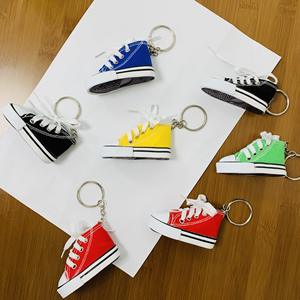 <b>Mini</b> <b>Canvas</b> Shoe Keychain Green <b>Canvas</b> Portable Sneaker Pendant Stainless Steel Ring Gift For Colleague - Product Image 2
