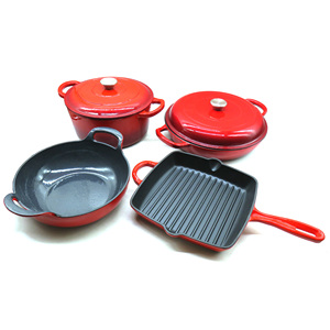 Olla de cocina de esmalte de hierro fundido personalizable, sartén para hornear, juego de utensilios de cocina, suministro de fábrica, Material metálico - Product Image 2