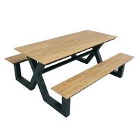 Table de pique-nique de patio, banc d'extérieur, table de salle à manger et chaises, chaises en plastique et en bois, banc de jardin