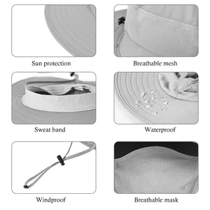 Sombrero de pesca de verano para hombres y mujeres, sombrero de sol con solapa de cuello extraíble y cubierta facial, sombrero de pesca con protección solar UV